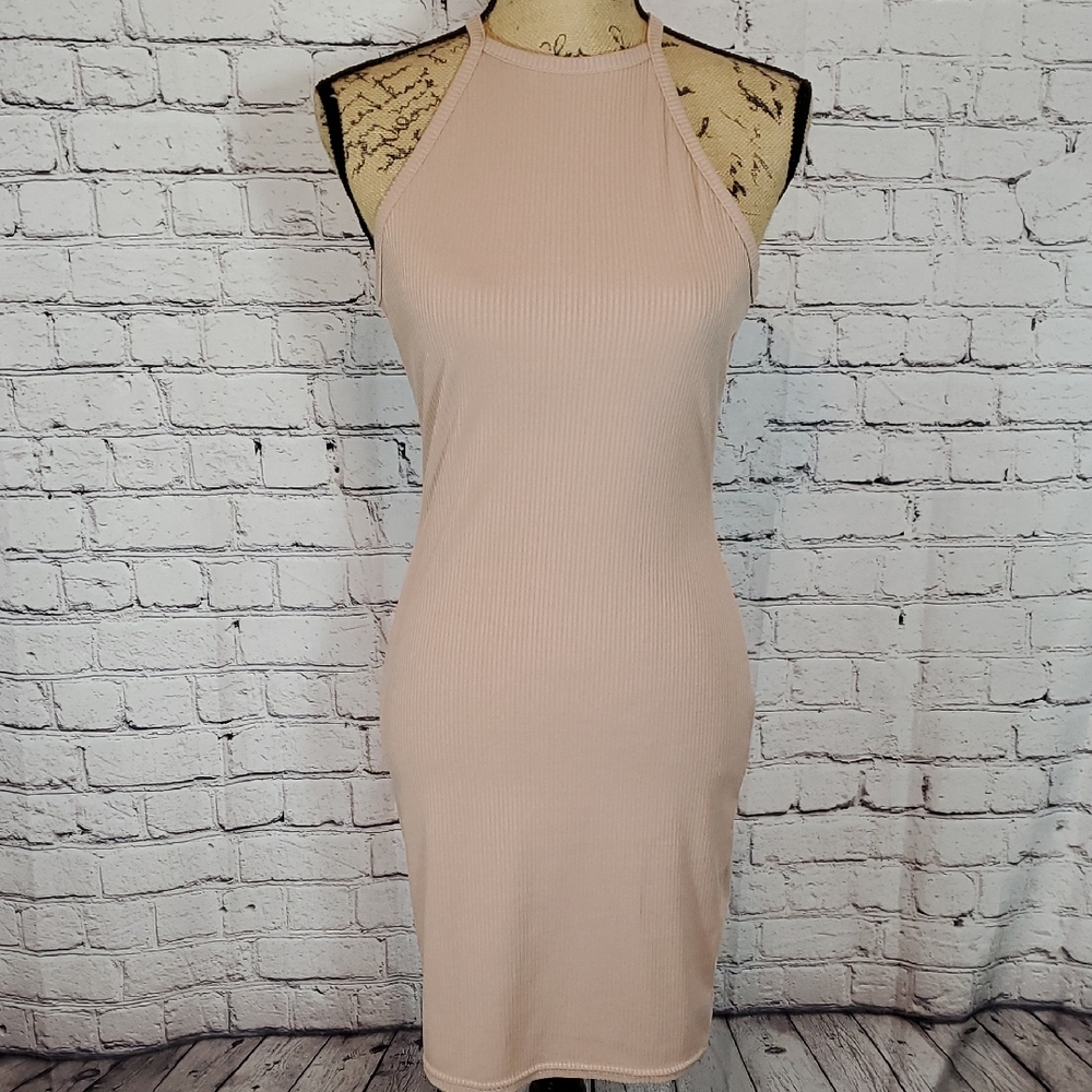 Carli Bybel X Missguided Ribbed Square-Neck Bodycon Dress Size 8 NWT